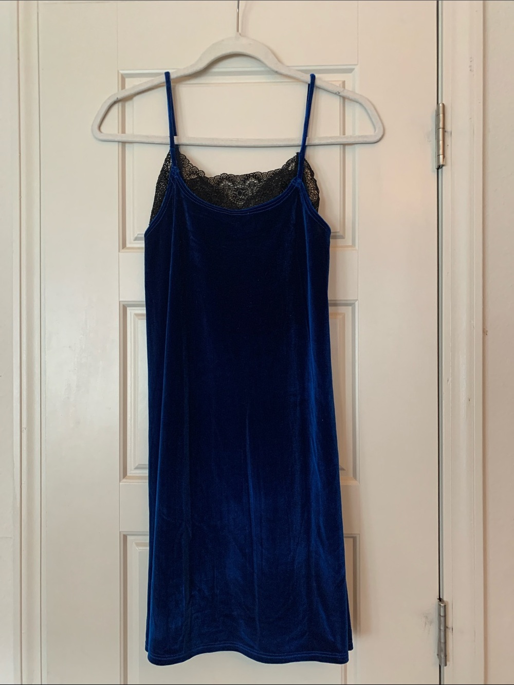 Blue Velvet Lace-Trim Slip - Women's Chemise